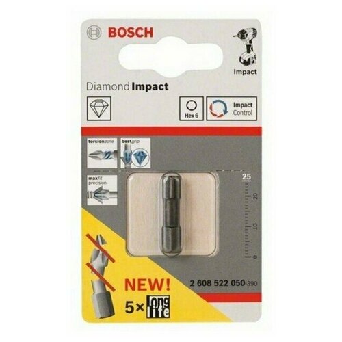 Бита Bosch для ударных гайковёртов 25 мм HEX6 (2608522050)