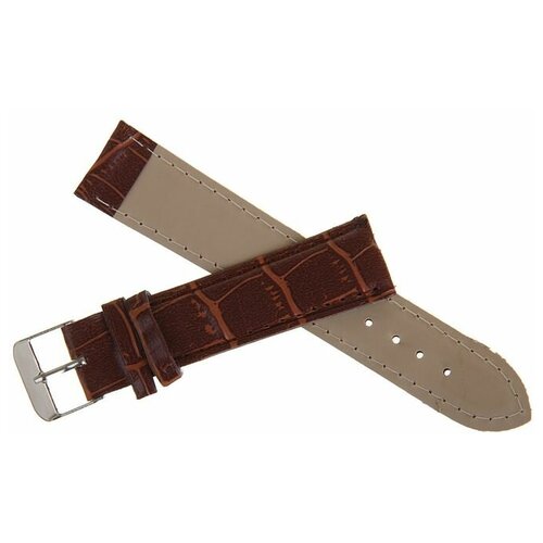 фото Белая полоса ремешок для часов, 20 мм, экокожа, l=19 см, коричневый