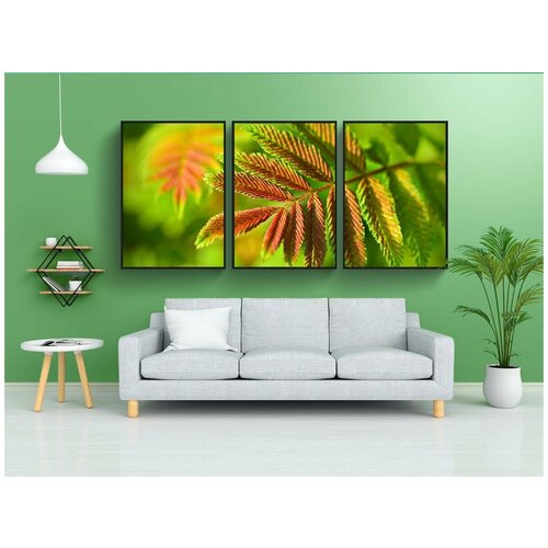 фото Набор модулных постеров для интерьера "лист, кустарник, шаблон" 60x90 см. в тубусе, без рамки lotsprints