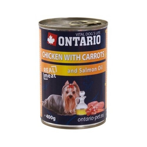 Ontario Консервы для собак: курица и морковь (ONTARIO konzerva Chicken,Carrots,Salmon Oil 400g) 214-2132 | ONTARIO konzerva Chicken,Carrots,Salmon Oil, 0,4 кг (10 шт)