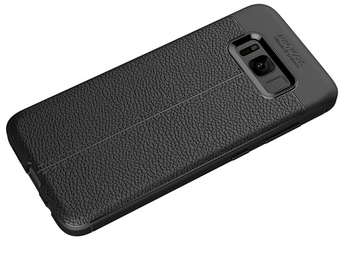 Чехол MyPads для Samsung Galaxy S8 Plus SM-G955 из качественного износостойкого силикона с декоративным дизайном под кожу с тиснением черный