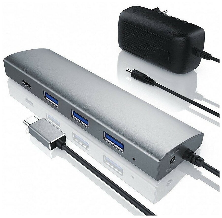 USB-хаб CSL Primewire USB-C с блоком питания цвет Серебристый CSL302562 CSL302562