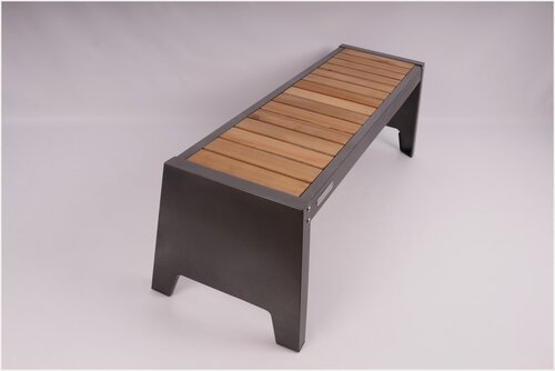 Изображение товара Скамейка FEROOM GROUP, черно-серая, металл, дерево, разборная