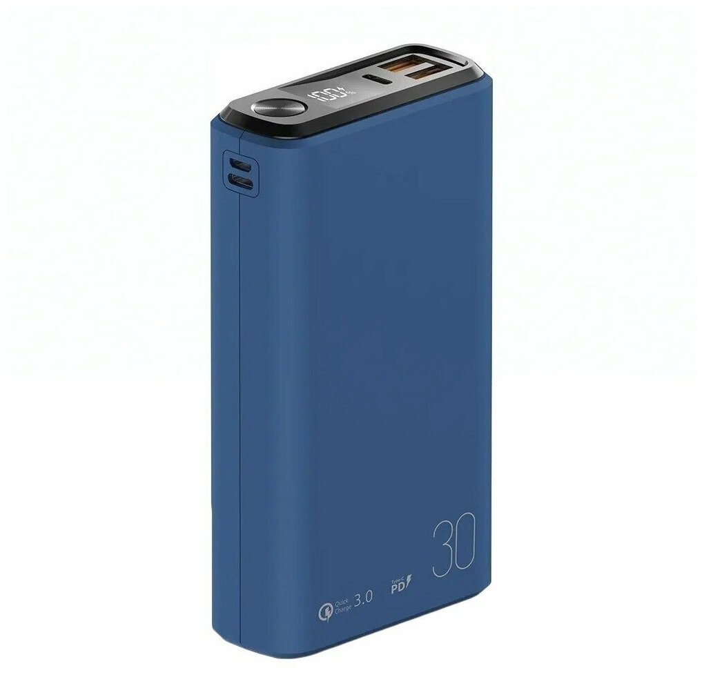 Внешний аккумулятор Olmio QS-30 30000mAh, 20W, QuickCharge3.0/PowerDelivery, LCD, темно-синий 043845