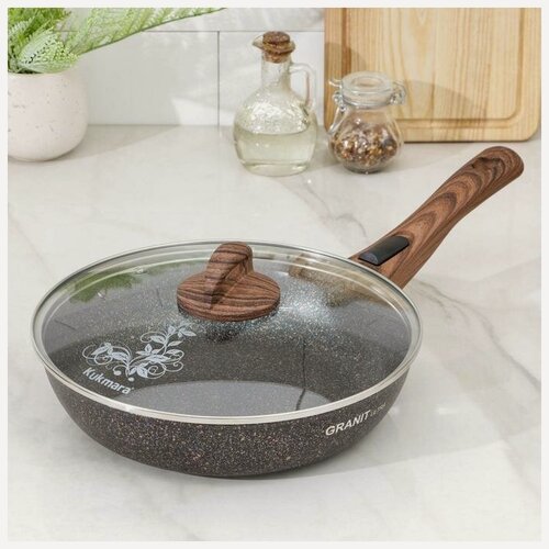 Изображение товара Сковорода Granit ultra, d=26 см, стеклянная крышка, съёмная ручка, антипригарное покрытие