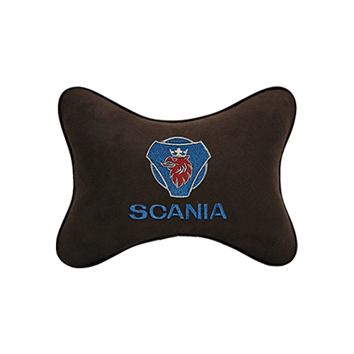 фото Подушка на подголовник алькантара coffee с логотипом автомобиля scania vital technologies