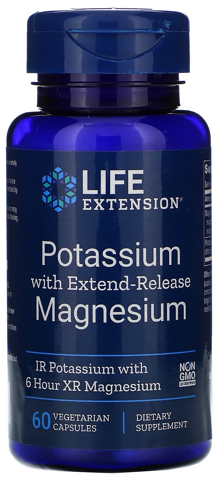Капсулы Life Extension Potassium with Extend-Release Magnesium, 100 г, 60 шт.
