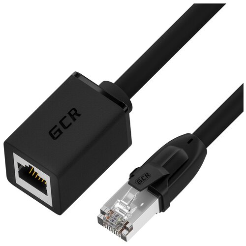 Удлинитель патч-корда FTP cat.6 10 Гбит/c RJ45M / RJ45F для подключения интернета (GCR-ELNC63) черный 0.5м