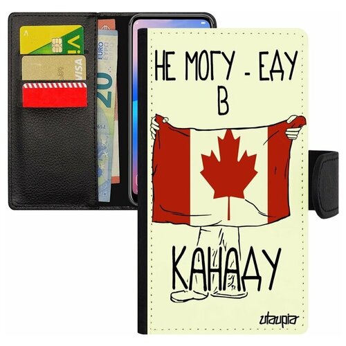 фото Чехол- книжка на смартфон apple iphone 7, "еду в канаду" страна флаг utaupia