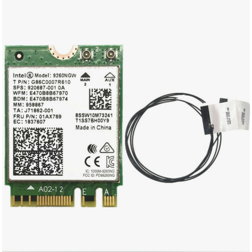 Bluetooth+Wi-Fi адаптер Intel 9260NGW. AC, зеленый с двумя антеннами