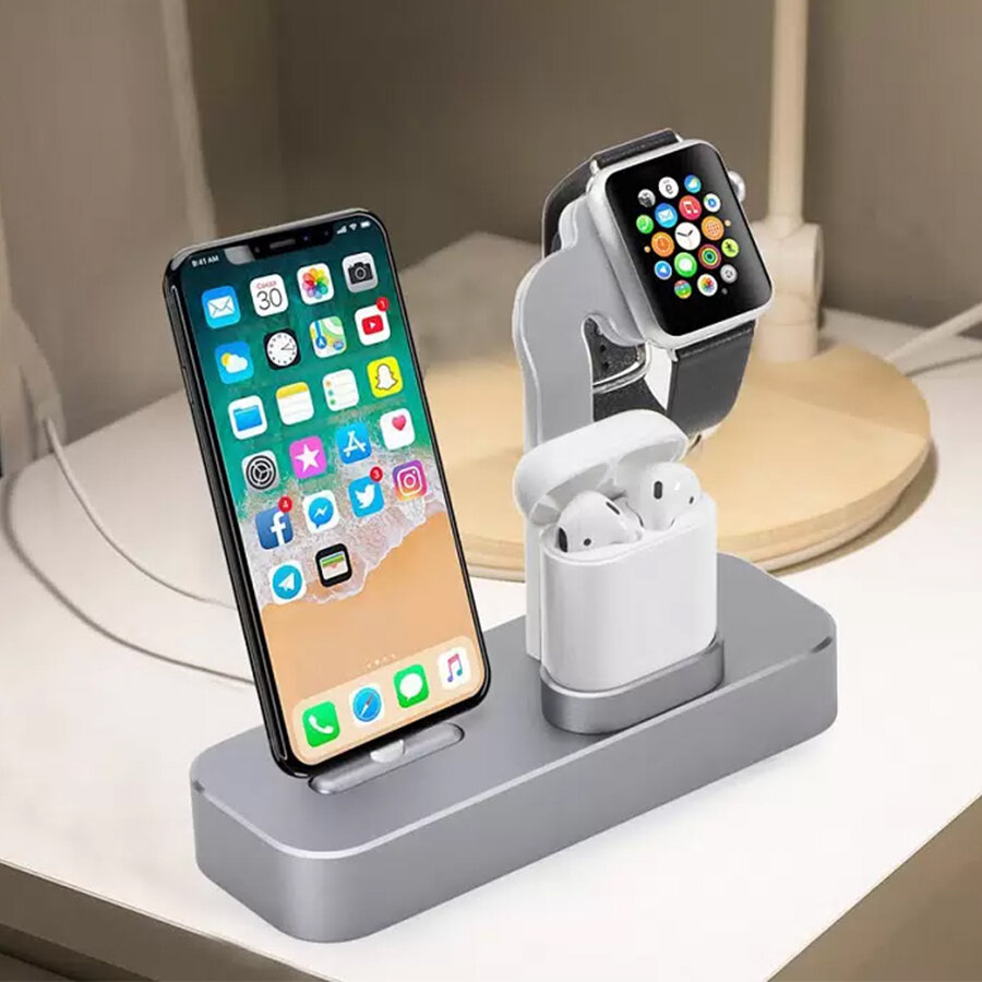 Док-станция COTEetCI (CS7201-GY) для Apple Watch/iPhone/AirPods (Space Gray) - фото №6