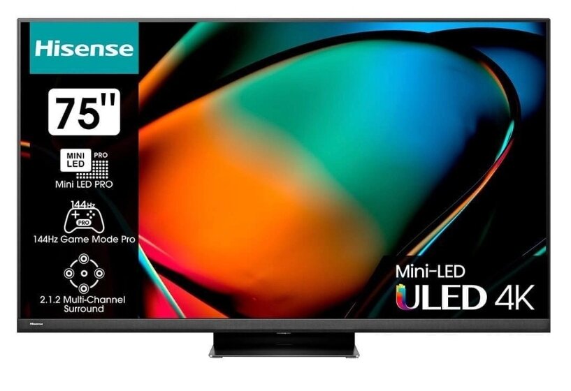 Телевизор Hisense 75U8KQ, 75", 4K Ultra HD, черный