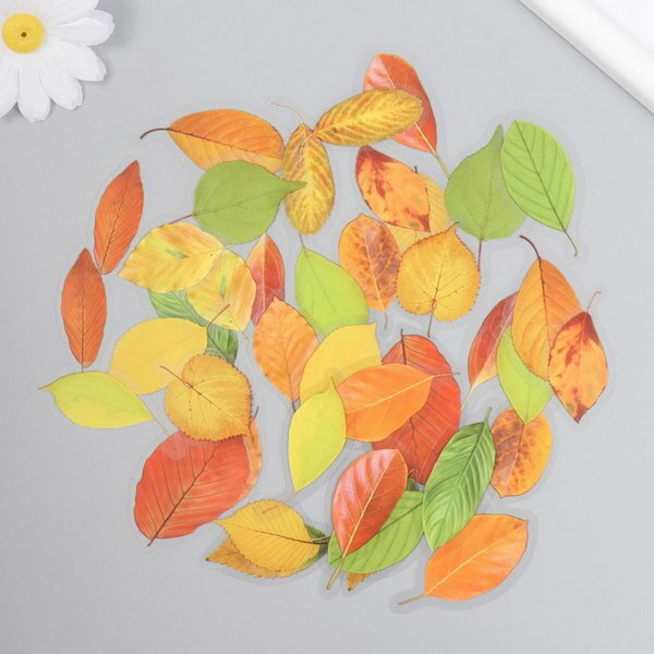 Наклейки для творчества пластик "Осенние листья" набор 40 шт 0.3х8х14.8 см