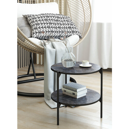 Столик журнальный двухъярусный Черный