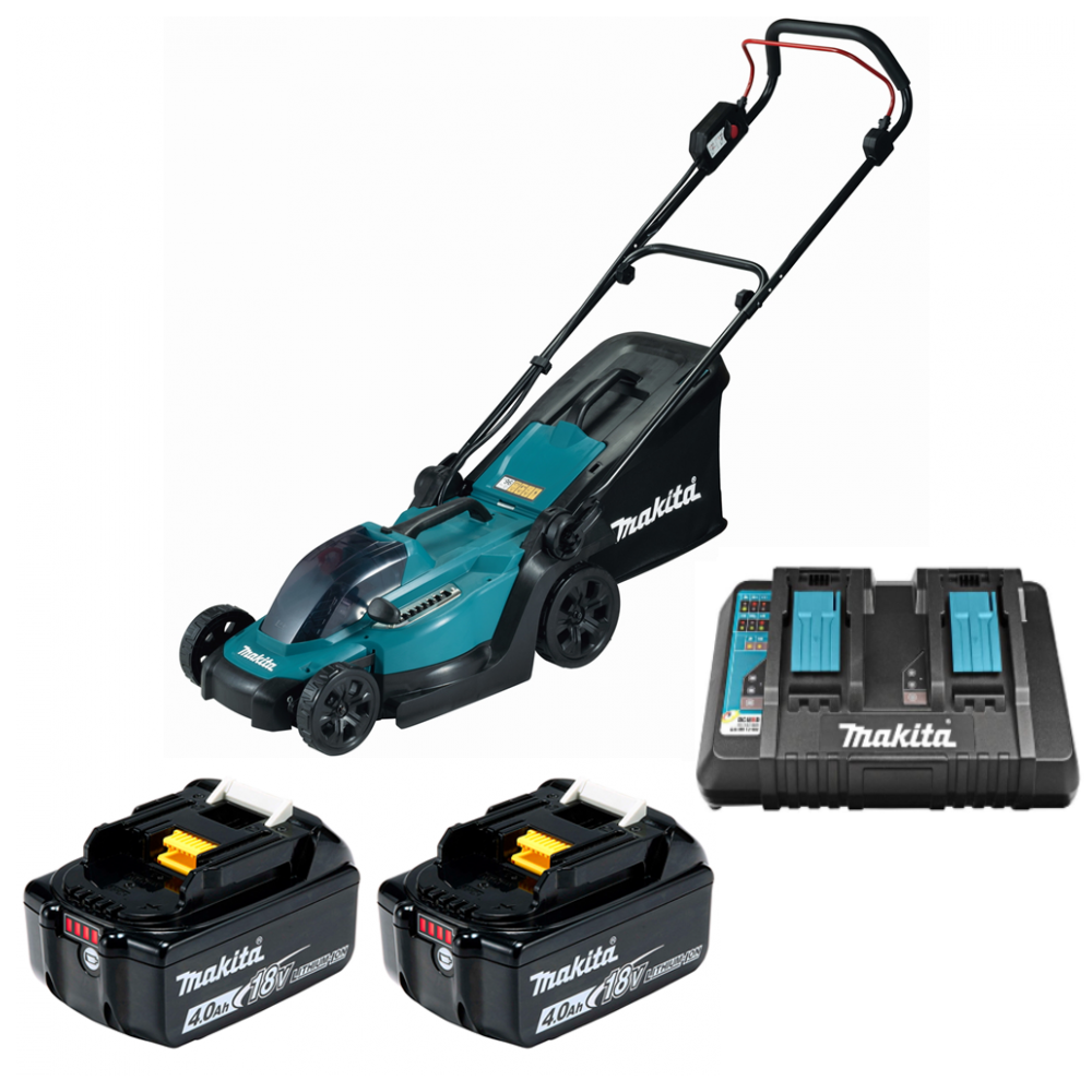 Аккумуляторная газонокосилка Makita DLM330PM2 18V 2x4.0Ah DC18RD Li-Ion