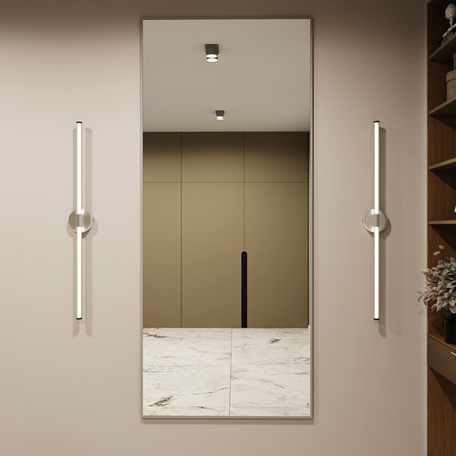 Зеркало настенное в алюминиевой раме Market-house , 200х90 см. Серебро