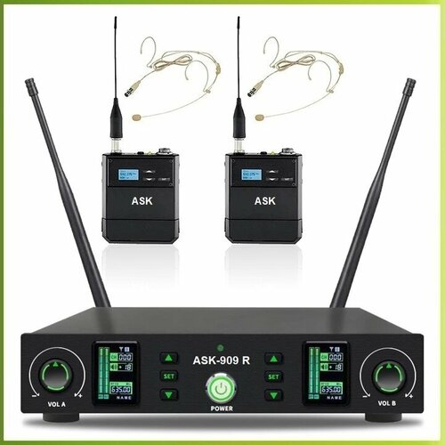 ASK 909R HS - профессиональная вокальная радиосистема головные микрофоны UHF 100 метров прием 2990000₽