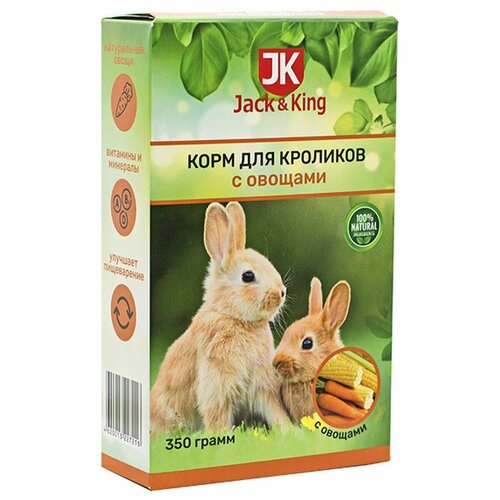 Сухой корм для грызунов Jack&King - Для кроликов, с фруктами, 350 г, 1 шт корм для грызунов triol с фруктами 500 г