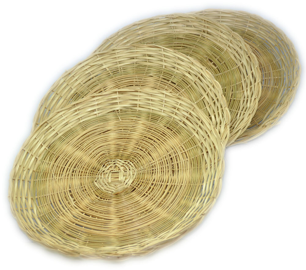 Набор из 4 плетеных тарелок из бамбука ручной работы диаметр 24,5 см