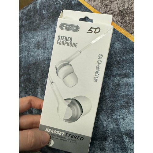 Проводные наушники капельки с микрофоном Cokike C20 116 Дцб 130см 16 Ом разъем 35мм для старых телефонов магнитолы радио MP3-плеера VR-о 588₽