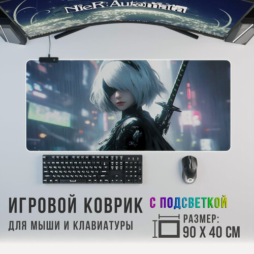 Изображение товара Игровой коврик для мыши Nier Automata с RGB подсветкой