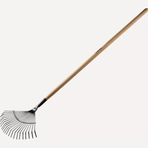 Изображение товара Грабли садовые Grinda веерные, с деревянным черенком 22 плоских зубца, 440х260х1500 мм