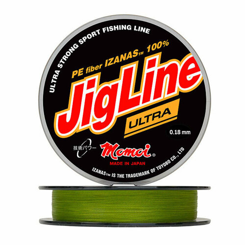 Шнур JigLine Ultra PE 0,18 мм, 14,0 кг, 100 м, хаки