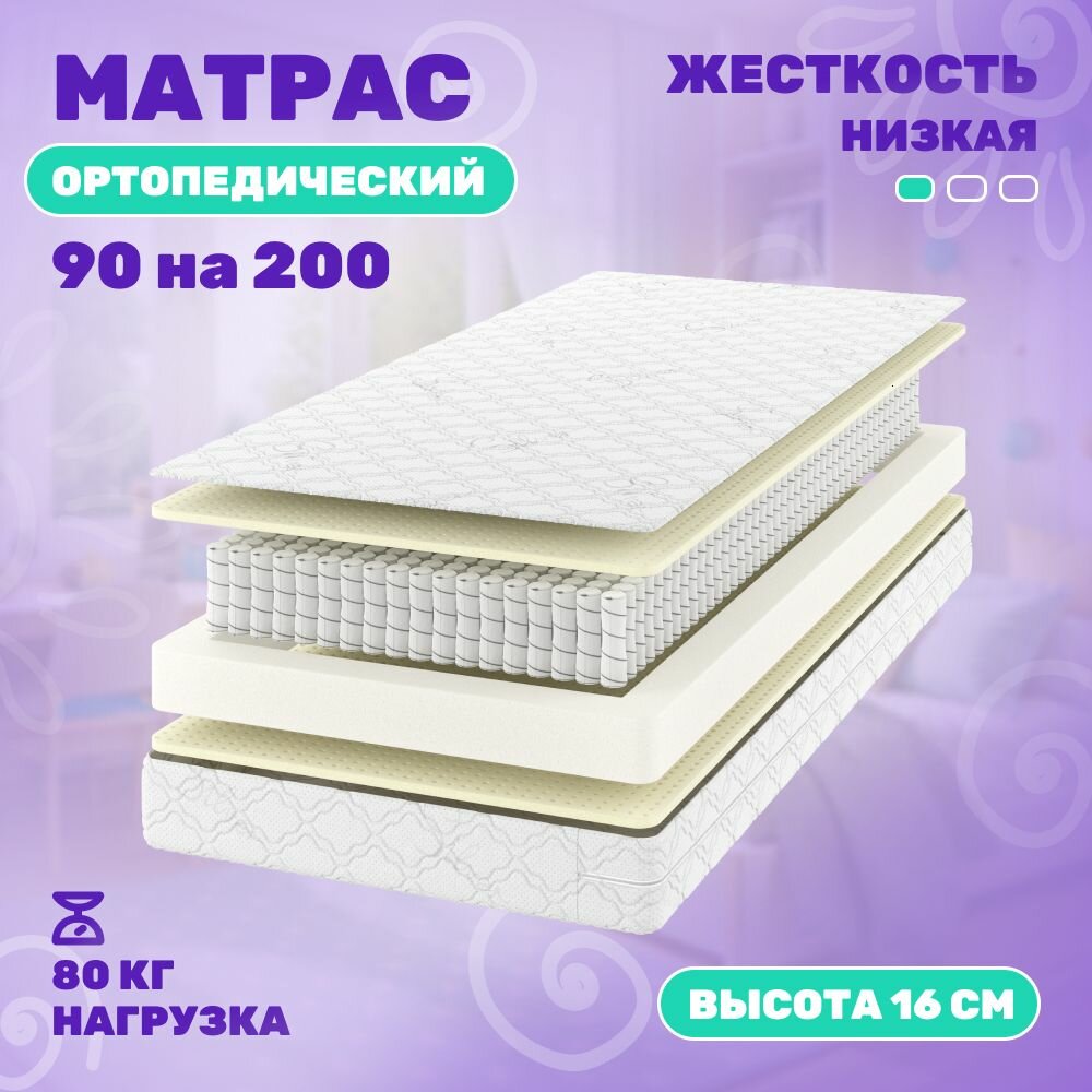 Матрас Капризун Дрим Хеппи Плюс, 200x90х16 см, независимые пружины, мягкий