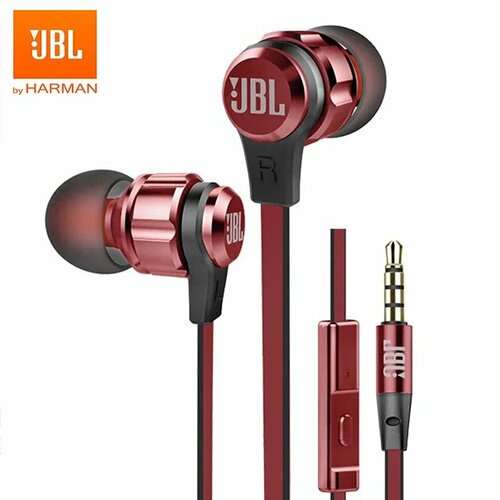 JBL T 180 A Проводные наушники-вкладыши с микрофоном и кнопкой для ответа mini jack 35 mm красный Red 1250₽