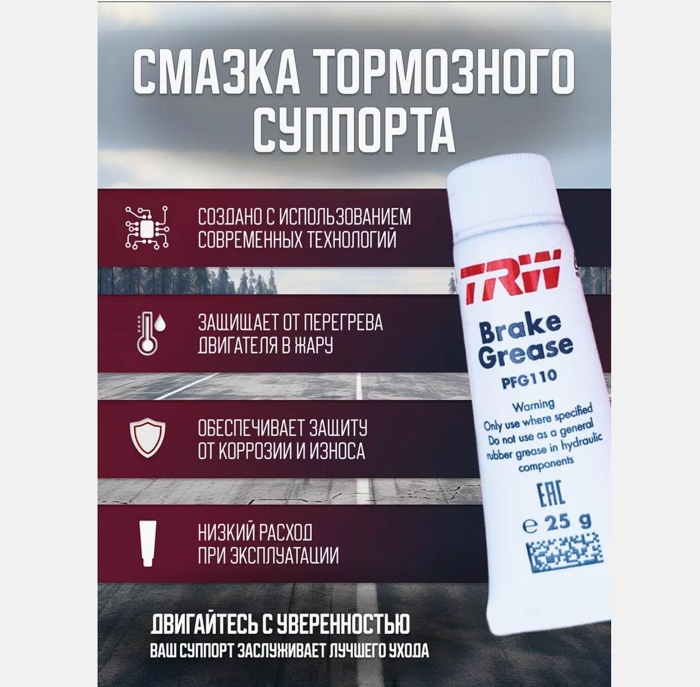 TRW PFG 110 - Смазка пластичная для направляющих суппортов тормозной системы — фото 1
