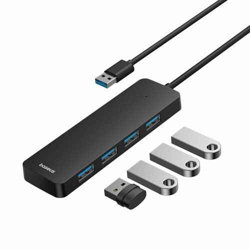 USB HUB хаб на 4 порта Baseus USB 30 B0005280B111-04 2 метра черный 1413₽