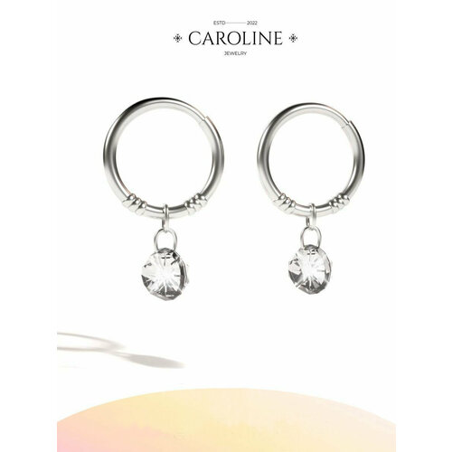 фото Серьги конго caroline jewelry, кристалл, серебряный