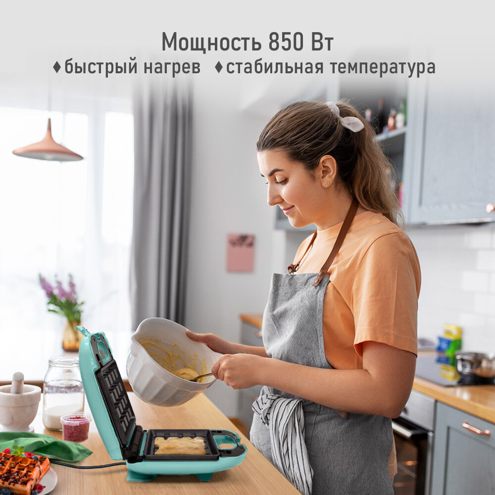 Прибор для выпечки MARTA MT-SM1737B 3 в 1 светлая яшма вафельница — фото 1