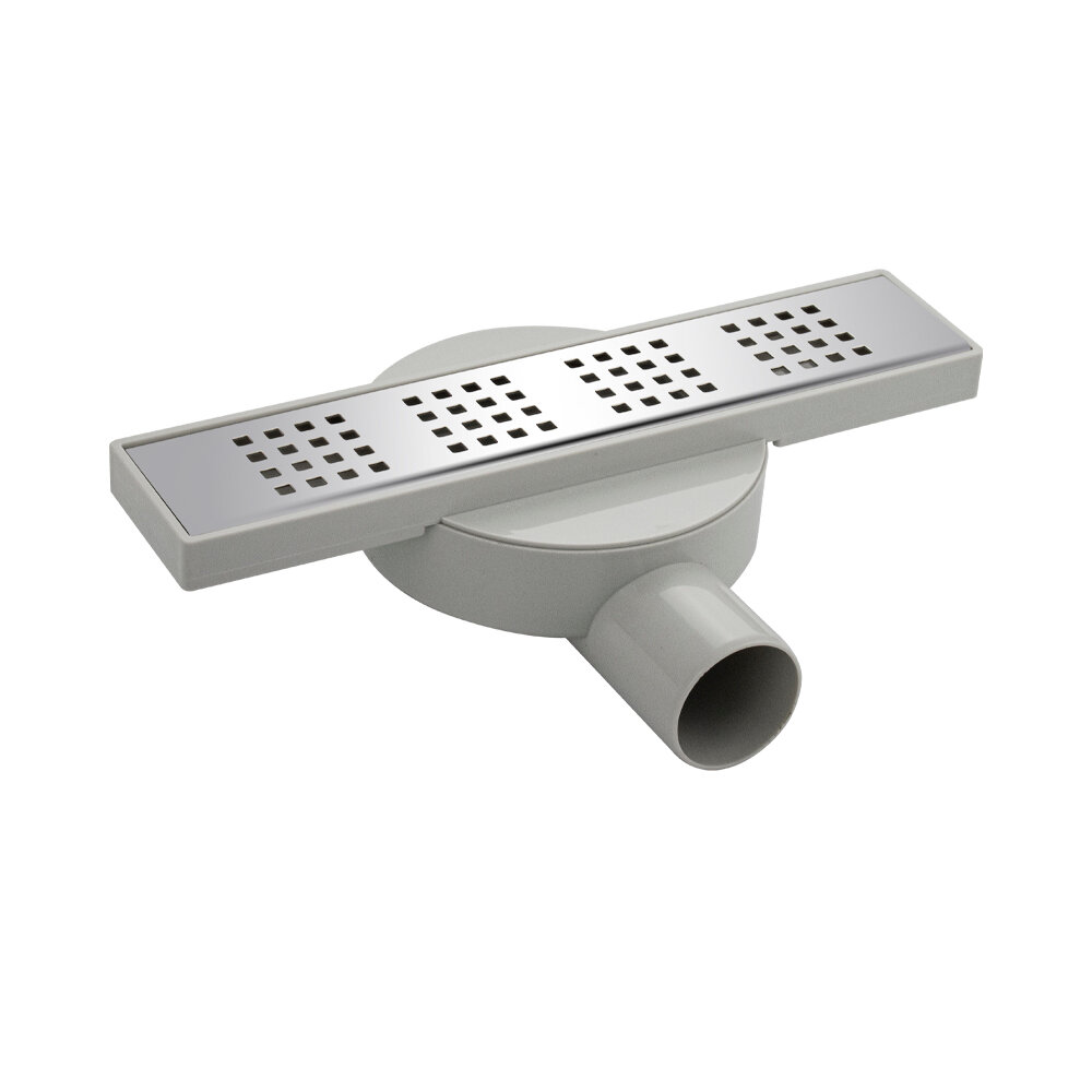 Трап для душа МАК ABS-пластиковый линейный с гидрозатвором сатиновый 300 мм х 65 мм