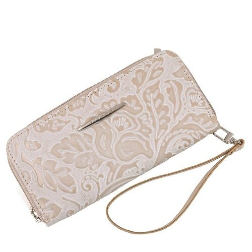 фото Кошелек женский из натуральной кожи, маленький бумажник для денег, портмоне на каждый день бежевый cro-s-40-128 кроко