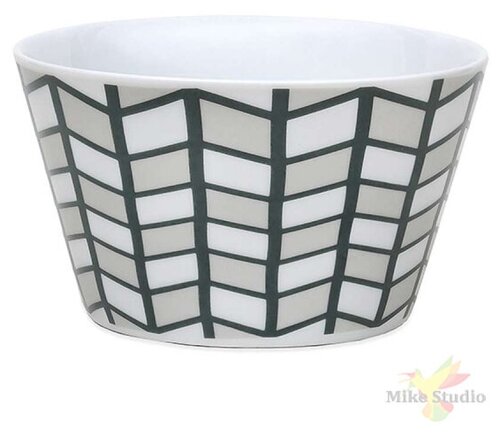 Салатник КерамСтрой Ритм фарфор, белый с рисунком 580мл, диаметр 13см / столовая посуда