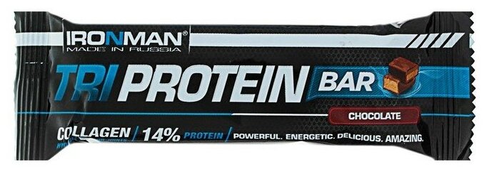 Батончик Ironman TRI Protein Bar шоколад, тёмная глазурь, спортивное питание, 50 г