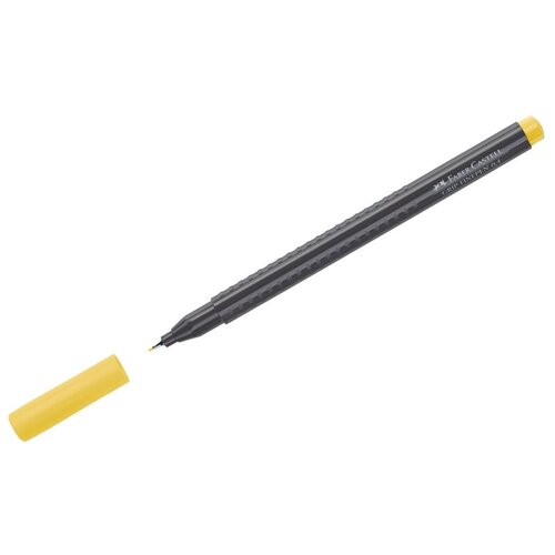 Комплект 10 шт, Ручка капиллярная Faber-Castell Grip Finepen желтая, 0.4мм, трехгранная