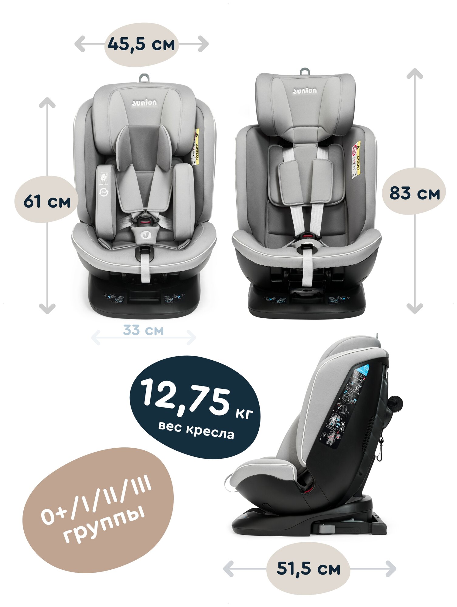 Автокресло JUNION Ebby группа 0+/1/2/3 (0-36 кг) Isofix