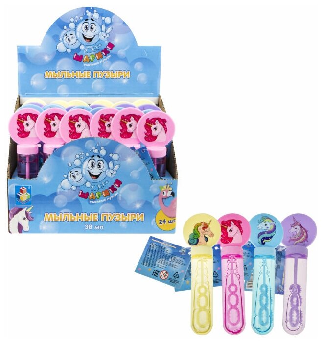 Мыльные пузыри 1TOY "Мы-Шарики!" "Единорог" (38 мл.)в ассортименте 1шт