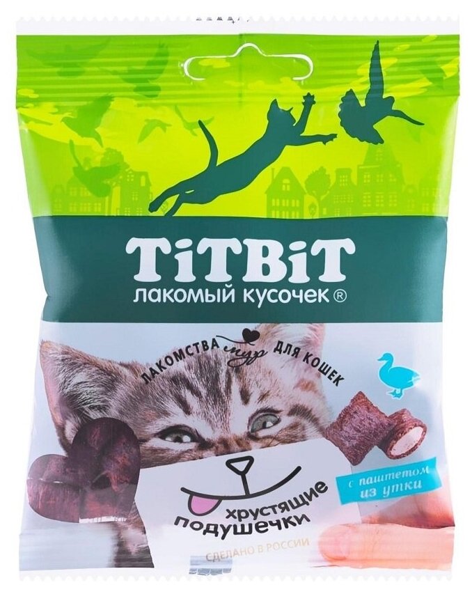 Хрустящие подушечки TitBit для кошек, с паштетом из утки, 30 г - фотография № 2