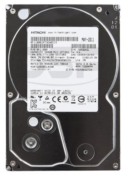 Жесткий диск Hitachi 500Gb SATA 3Gb/s 7200rpm 3,5" HUA722050CLA330