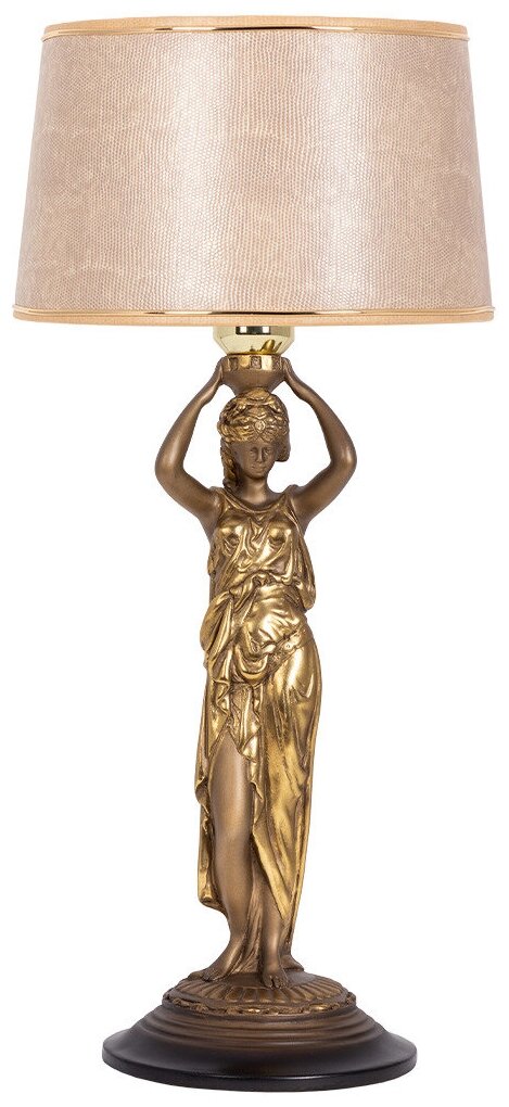 Настольная лампа BOGACHO Гречанка бронзовая с жемчужным абажуром Тюссо