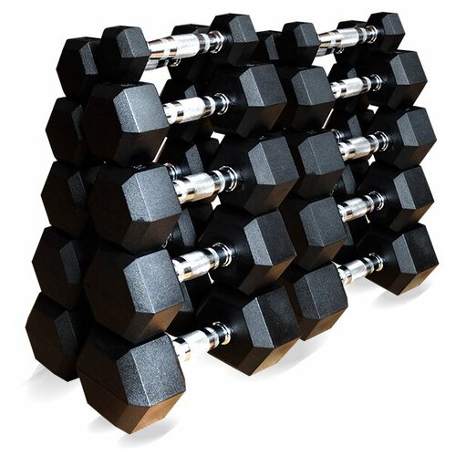 фото Набор гексагональных гантелей 10 пар от 1 до 10 кг rebel