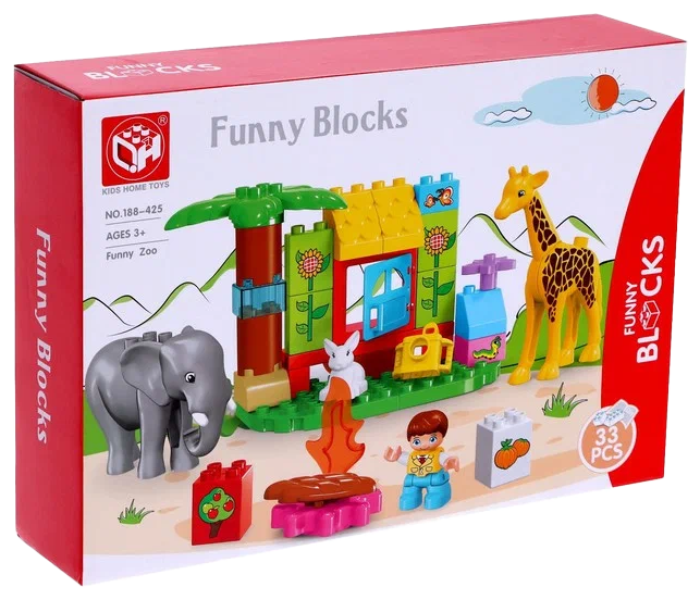 KIDS HOME TOYS Конструктор «Чудесный зоопарк», 2 варианта сборки, 33 детали