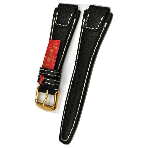 Ремешок Rios1931, натуральная кожа, полуглянцевая, матовая, жатка фактура, застежка пряжка, прошитый край, черный