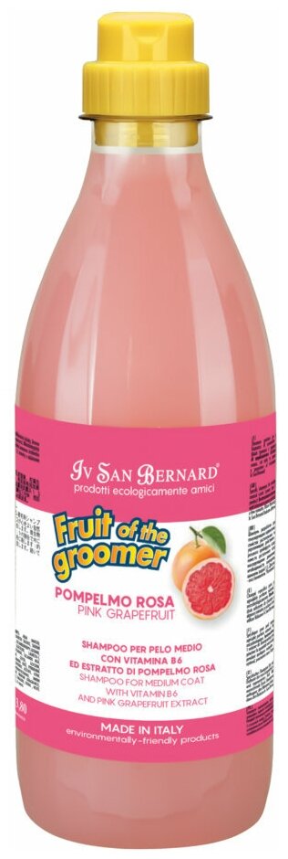 Шампунь Iv San Bernard Fruit of the Groomer Pink Grapefruit для шерсти средней длины с витаминами 500 мл - фотография № 5