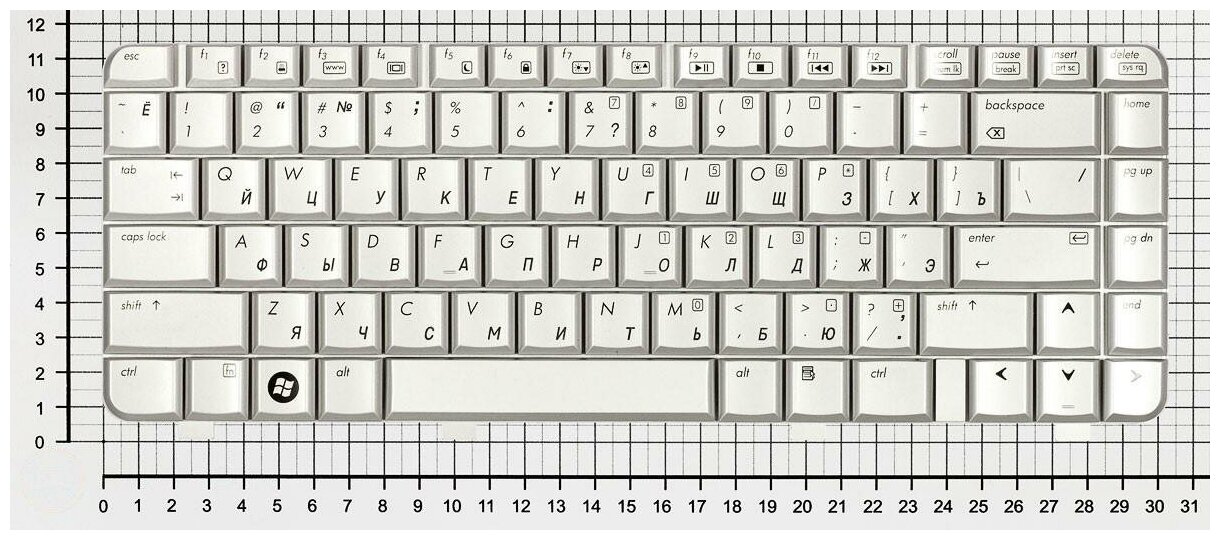 Клавиатура для ноутбука HP Pavilion dv2714tx серебристая