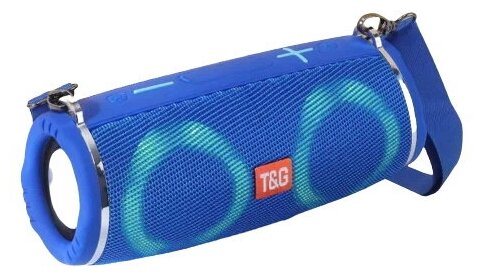 Портативная bluetooth колонка TG-642 светящаяся с супер мощными динамиками беспроводная с радио и блютуз и басами, синяя