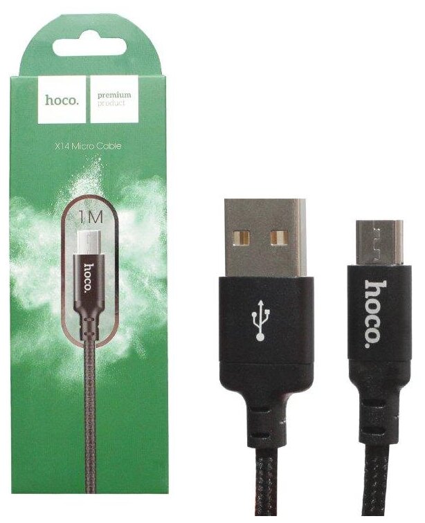 Кабель USB Micro USB X14 1M HOCO черный